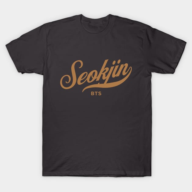 BTS Kim Seokjin Jin name typography baseball sport sporty T-Shirt by Oricca